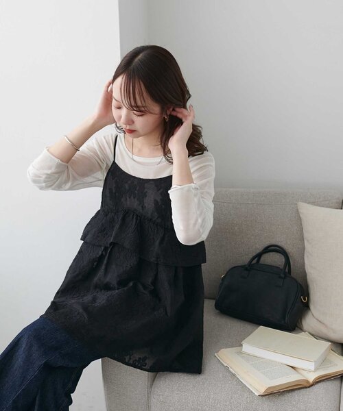 DISCOAT(ディスコート)の「【WEB限定】刺繍レースキャミチュニック(チュニック・レディース・ブラック/アイボリー・FREE)」の11枚目の写真