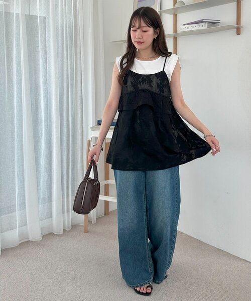 DISCOAT(ディスコート)の「【WEB限定】刺繍レースキャミチュニック(チュニック・レディース・ブラック/アイボリー・FREE)」の21枚目の写真