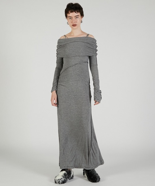 PRANK PROJECT（プランクプロジェクト）の「オフショルダーロングドレス / Off-the-shoulder Long Dress（ワンピース・レディース・ブラック/マルチ・FREE）」の5枚目の写真