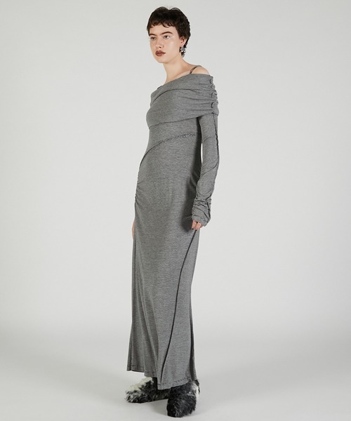 PRANK PROJECT（プランクプロジェクト）の「オフショルダーロングドレス / Off-the-shoulder Long Dress（ワンピース・レディース・ブラック/マルチ・FREE）」の6枚目の写真