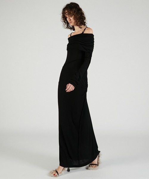 PRANK PROJECT（プランクプロジェクト）の「オフショルダーロングドレス / Off-the-shoulder Long Dress（ワンピース・レディース・ブラック/マルチ・FREE）」の10枚目の写真
