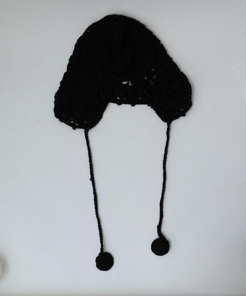 WEGO（ウィゴー）の「WEGO/紐付きクロシェハット（ニットキャップ/ビーニー・レディース・ブラック/アイボリー・FREE）」の4枚目の写真