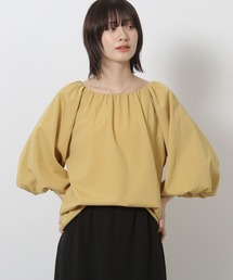 OBLI フラワバルーンブラウス イエロー OBLI フラワバルーンブラウス イエロー（フレンチバルーンフリル