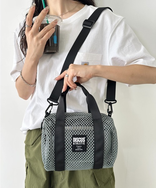 DISCUS（ディスカス）の「DISCUS/ディスカス メッシュ 2WAY ミニボストンバッグ/ショルダーバッグ 巾着/容量 約5リットル（ショルダーバッグ・レディース・ダークグレー/パープル/ブルー/ブラック/カーキ・FREE）」の15枚目の写真