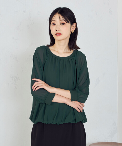 COMME CA ISM(コムサイズム)の「【オンライン・店舗限定】バルーンスリーブ ブラウス+タンクトップ(シャツ/ブラウス・レディース・グリーン/ブラウン/ブラック・LARGE/MEDIUM)」の3枚目の写真