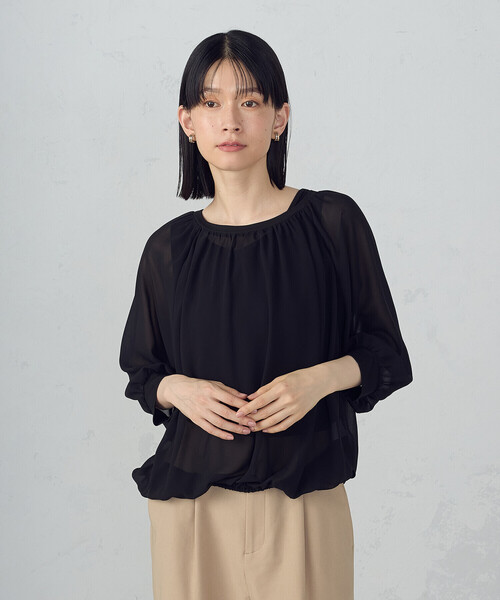 COMME CA ISM(コムサイズム)の「【オンライン・店舗限定】バルーンスリーブ ブラウス+タンクトップ(シャツ/ブラウス・レディース・グリーン/ブラウン/ブラック・LARGE/MEDIUM)」の7枚目の写真