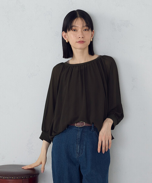 COMME CA ISM(コムサイズム)の「【オンライン・店舗限定】バルーンスリーブ ブラウス+タンクトップ(シャツ/ブラウス・レディース・グリーン/ブラウン/ブラック・LARGE/MEDIUM)」の12枚目の写真