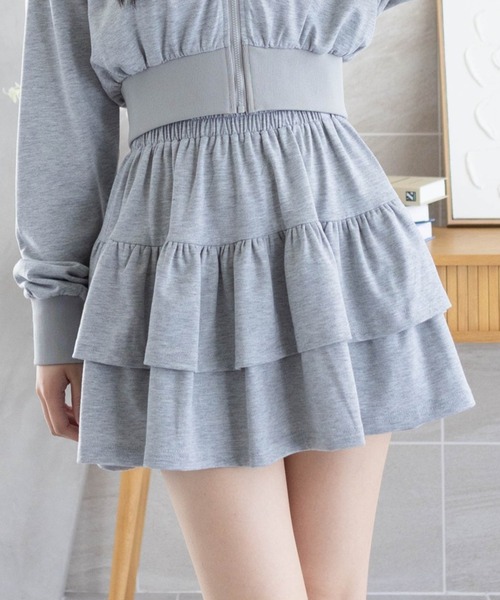 clear（クリア）の「2段ティアードスウェットミニスカート[フレンチ ガーリー フェミニン 着回し抜群]≪AW新作≫（スカート・レディース・グレー/チャコールグレー/ブラック・F）」の3枚目の写真
