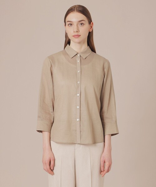 MACKINTOSH LONDON（マッキントッシュ ロンドン）の「【WEB・一部店舗限定】ピケボイルブラウス（シャツ/ブラウス・レディース・ベージュ/ネイビー・38/40）」の6枚目の写真