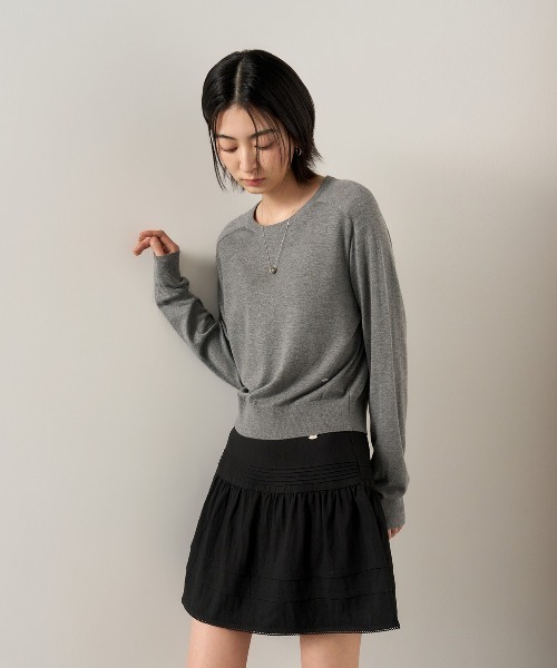 GENERAL IDEA(ジェネラルアイデア)の「GENERAL IDEA/ジェネラルアイディア lace volume shirring mini skirt ミニスカート(スカート・レディース・ブラック/ホワイト・M/L)」の4枚目の写真