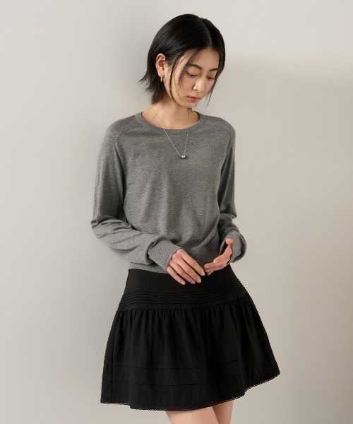 GENERAL IDEA(ジェネラルアイデア)の「GENERAL IDEA/ジェネラルアイディア lace volume shirring mini skirt ミニスカート(スカート・レディース・ブラック/ホワイト・M/L)」の7枚目の写真
