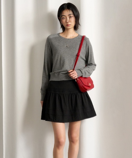 GENERAL IDEA(ジェネラルアイデア)の「GENERAL IDEA/ジェネラルアイディア lace volume shirring mini skirt ミニスカート(スカート・レディース・ブラック/ホワイト・M/L)」の9枚目の写真