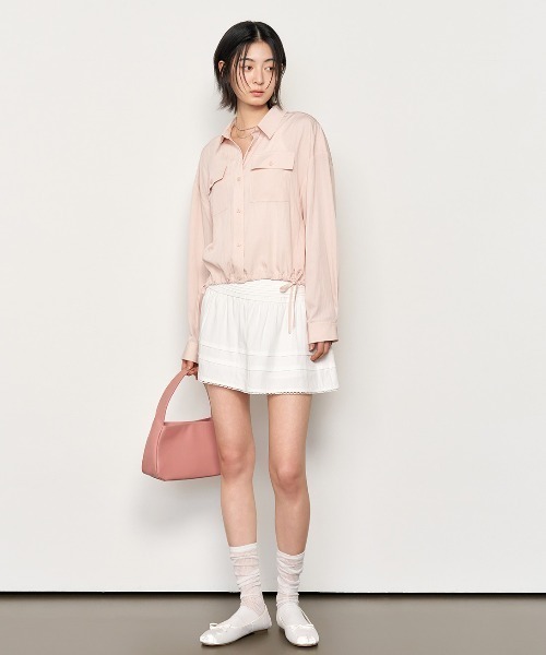 GENERAL IDEA(ジェネラルアイデア)の「GENERAL IDEA/ジェネラルアイディア lace volume shirring mini skirt ミニスカート(スカート・レディース・ブラック/ホワイト・M/L)」の22枚目の写真