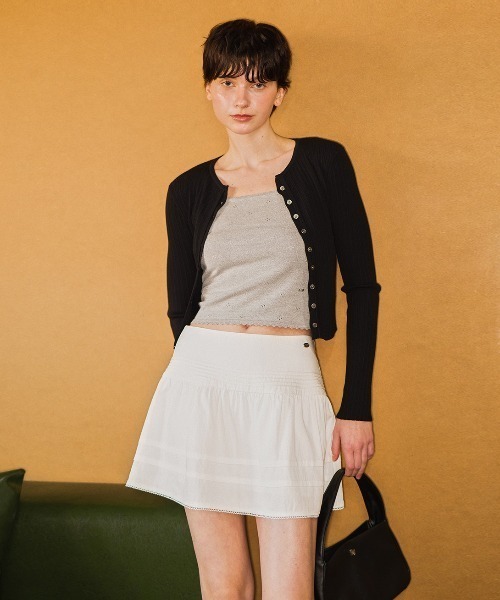 GENERAL IDEA(ジェネラルアイデア)の「GENERAL IDEA/ジェネラルアイディア lace volume shirring mini skirt ミニスカート(スカート・レディース・ブラック/ホワイト・M/L)」の13枚目の写真