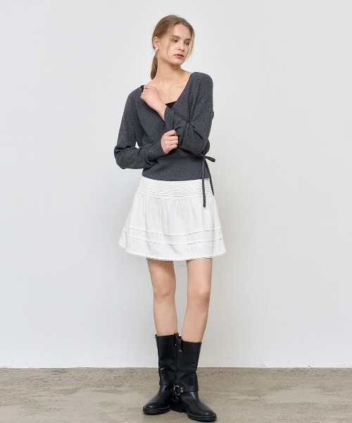 GENERAL IDEA(ジェネラルアイデア)の「GENERAL IDEA/ジェネラルアイディア lace volume shirring mini skirt ミニスカート(スカート・レディース・ブラック/ホワイト・M/L)」の17枚目の写真