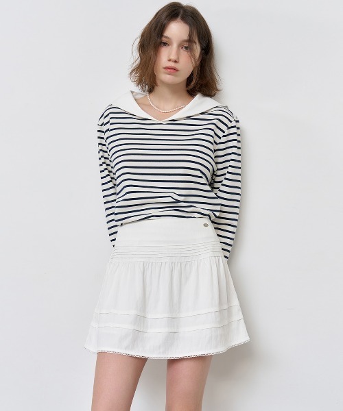 GENERAL IDEA(ジェネラルアイデア)の「GENERAL IDEA/ジェネラルアイディア lace volume shirring mini skirt ミニスカート(スカート・レディース・ブラック/ホワイト・M/L)」の16枚目の写真