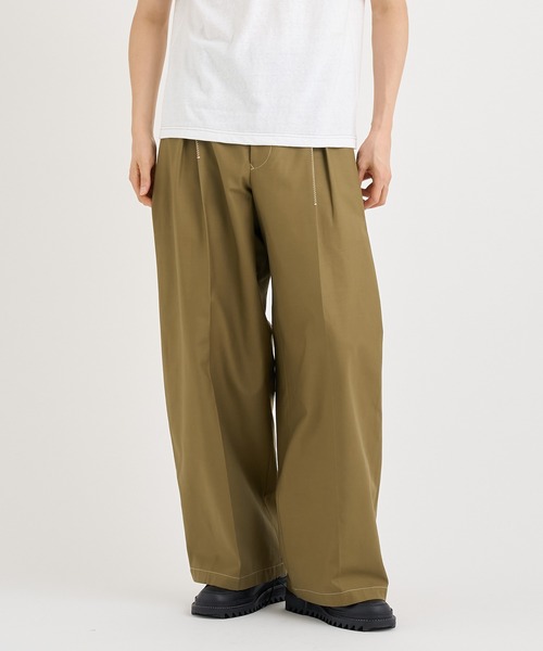 KHOKI / コッキ】Tuck-detail cotton pants（チノパンツ