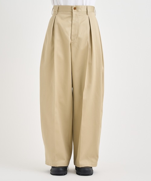 KHOKI / コッキ】Tuck-detail cotton pants（チノパンツ