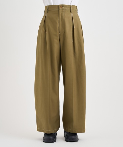 KHOKI / コッキ】Tuck-detail cotton pants（チノパンツ