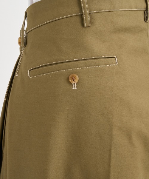 KHOKI / コッキ】Tuck-detail cotton pants（チノパンツ）｜KHOKI