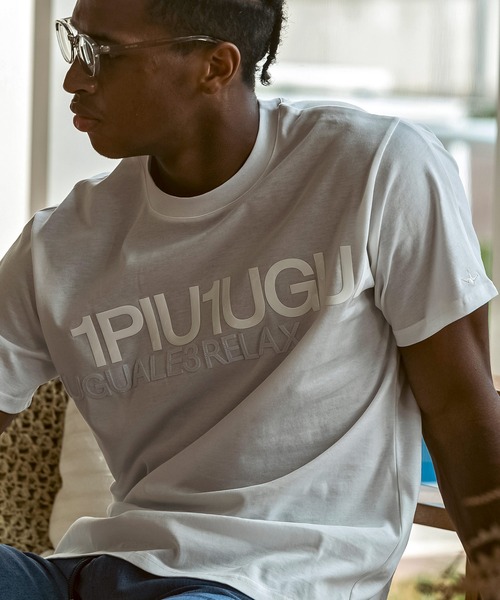 1PIU1UGUALE3 RELAX (ウノピゥウノウグァーレトレ リラックス)の「1PIU1UGUALE3 RELAX(ウノピゥウノウグァーレトレ リラックス)スタックロゴ アップリケデザイン スマートシルエット 半袖Tシャツ(Tシャツ/カットソー・メンズ・カーキ/ホワイト/ブラック・XXL/XL/L/M/S)」の6枚目の写真