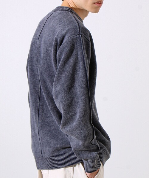 GLOSTER(グロスター)の「【縫製が魅せる主役ディテール】表リンキングクルーニット アシッド加工(ニット/セーター・メンズ・インディゴブルー/ブラック/グレイッシュベージュ・S/M/L)」の7枚目の写真