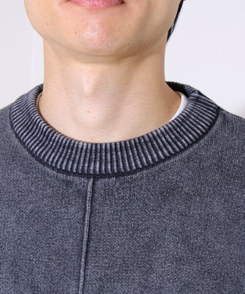 GLOSTER(グロスター)の「【縫製が魅せる主役ディテール】表リンキングクルーニット アシッド加工(ニット/セーター・メンズ・インディゴブルー/ブラック/グレイッシュベージュ・S/M/L)」の12枚目の写真