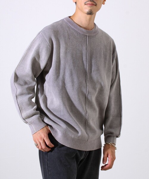 GLOSTER(グロスター)の「【縫製が魅せる主役ディテール】表リンキングクルーニット アシッド加工(ニット/セーター・メンズ・インディゴブルー/ブラック/グレイッシュベージュ・S/M/L)」の22枚目の写真