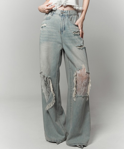 VEILA(ヴェイラ)の「クラッシュデザイン ダメージデニムパンツ(デニムパンツ・レディース・ライトブルー・S/M/L)」の22枚目の写真