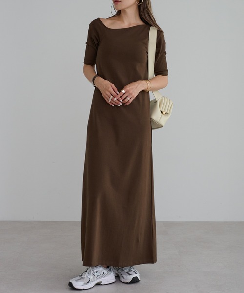 カップ付きアシメネックワンピース（ワンピース）｜Bonjour Sagan