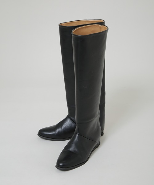 NANO universe（ナノユニバース）の「ワイドシャフトインヒールブーツ（ブーツ・レディース・ブラック・38/37/36）」の2枚目の写真