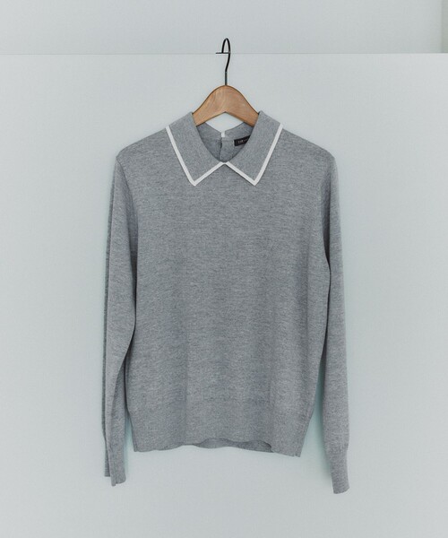 23区　【洗える】ウーステッドウール ポロニット　グレー 23区 【洗える】ウーステッドウール ポロニット （ライトグレー系