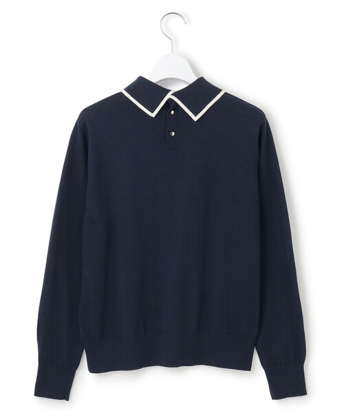 23区（ニジュウサンク）の「【洗える】ウーステッドウール ポロニット（ニット/セーター・レディース・ライトグレー系/ネイビー系/ブラック系・38/40）」の7枚目の写真