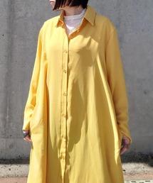 秋服 フレア ロングシャツ 伸縮カットソー ワンピース -ARCADE Limited Line-