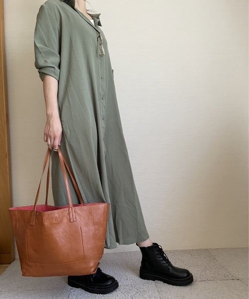 ARCADE(アーケード)の「秋服 フレア ロングシャツ 伸縮カットソー ワンピース -ARCADE Limited Line-(シャツワンピース・レディース・ブラック/ワイン/モスグリーン/マスタード・FREE)」の21枚目の写真