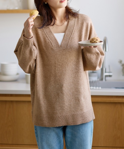 美品　ビビィ　ニット　セーター VIS（ビス） ニット セーター Vネックレースニットプルオーバー