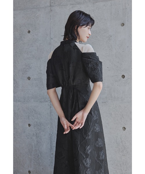 フラワージャガードフレアドレス パーティードレス オケージョンドレス