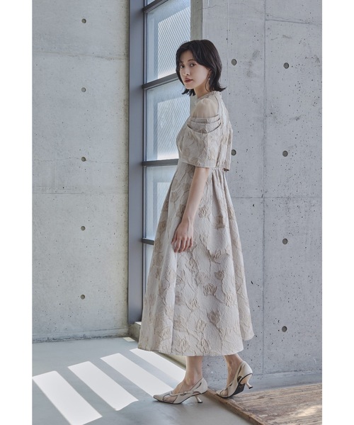 お伽話の世界。フラワー ドレス ゜・*:.。 フラワージャガードフレアドレス パーティードレス オケージョンドレス