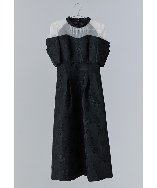 フラワージャガードフレアドレス パーティードレス オケージョンドレス