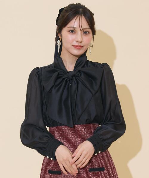 WILLSELECTION（ウィルセレクション）の「ボリュームリボンタイブラウス（シャツ/ブラウス・レディース・ラベンダー/ブラック/オフホワイト・FREE）」の3枚目の写真