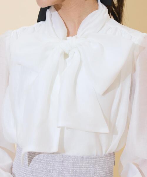 WILLSELECTION（ウィルセレクション）の「ボリュームリボンタイブラウス（シャツ/ブラウス・レディース・ラベンダー/ブラック/オフホワイト・FREE）」の9枚目の写真