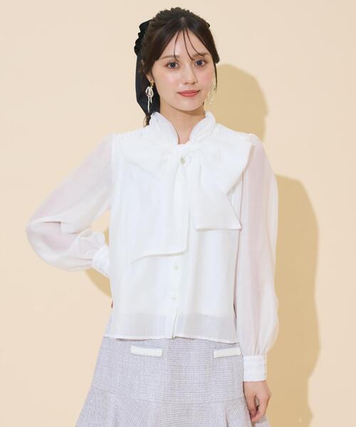 WILLSELECTION（ウィルセレクション）の「ボリュームリボンタイブラウス（シャツ/ブラウス・レディース・ラベンダー/ブラック/オフホワイト・FREE）」の12枚目の写真