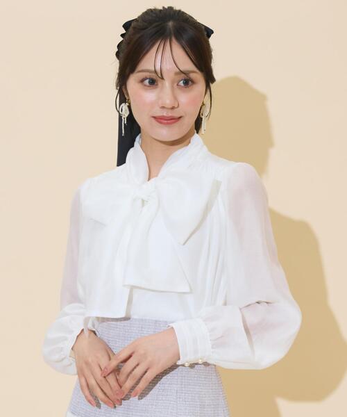 WILLSELECTION（ウィルセレクション）の「ボリュームリボンタイブラウス（シャツ/ブラウス・レディース・ラベンダー/ブラック/オフホワイト・FREE）」の2枚目の写真