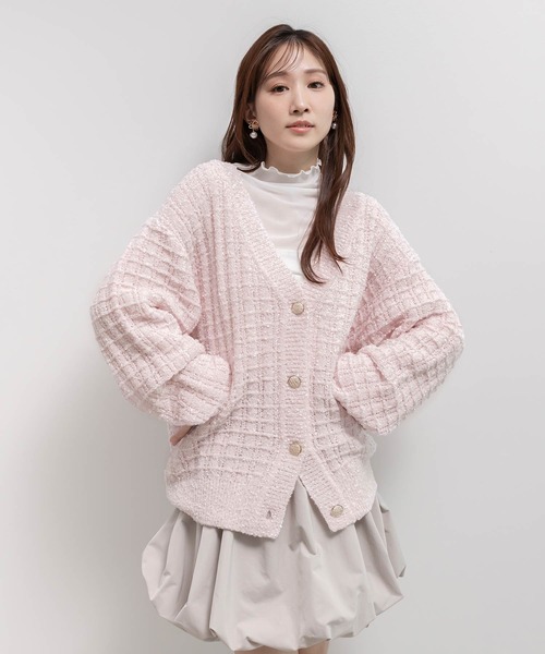 RANDA（ランダ）の「ラメファンシーヤーンニットカーディガン（カーディガン/ボレロ・レディース・ネイビー/ピンク/グレー・FREE）」の3枚目の写真