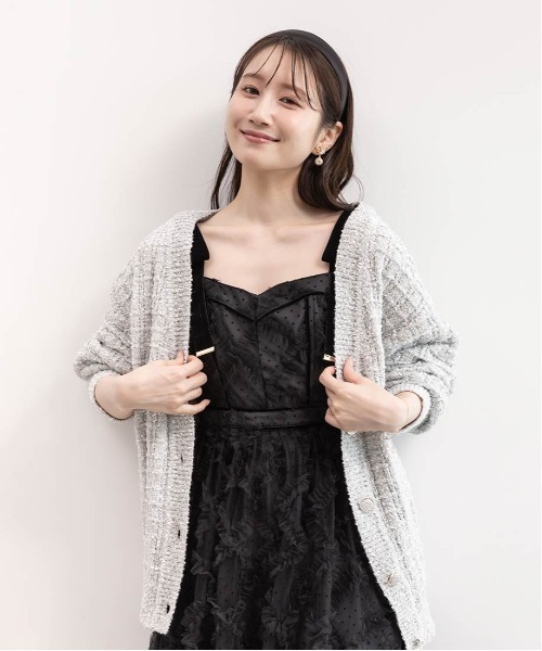 RANDA（ランダ）の「ラメファンシーヤーンニットカーディガン（カーディガン/ボレロ・レディース・ネイビー/ピンク/グレー・FREE）」の4枚目の写真