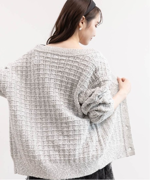 RANDA（ランダ）の「ラメファンシーヤーンニットカーディガン（カーディガン/ボレロ・レディース・ネイビー/ピンク/グレー・FREE）」の5枚目の写真