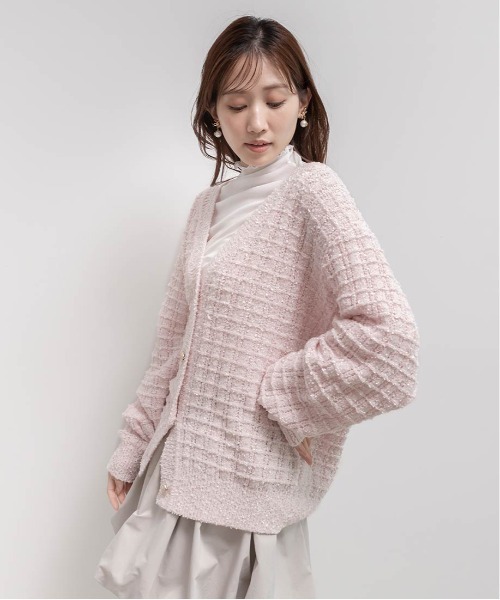 RANDA（ランダ）の「ラメファンシーヤーンニットカーディガン（カーディガン/ボレロ・レディース・ネイビー/ピンク/グレー・FREE）」の8枚目の写真