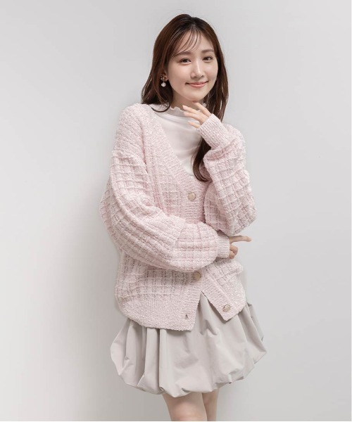 RANDA（ランダ）の「ラメファンシーヤーンニットカーディガン（カーディガン/ボレロ・レディース・ネイビー/ピンク/グレー・FREE）」の9枚目の写真
