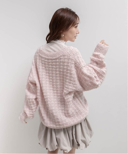 RANDA（ランダ）の「ラメファンシーヤーンニットカーディガン（カーディガン/ボレロ・レディース・ネイビー/ピンク/グレー・FREE）」の10枚目の写真