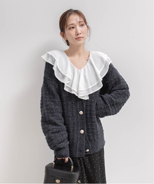 RANDA（ランダ）の「ラメファンシーヤーンニットカーディガン（カーディガン/ボレロ・レディース・ネイビー/ピンク/グレー・FREE）」の12枚目の写真